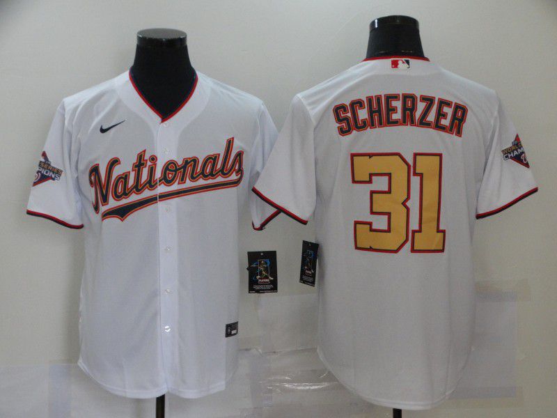 Men Washington Nationals #31 Scherzer White 2020 Game MLB Jerseys->washington nationals->MLB Jersey